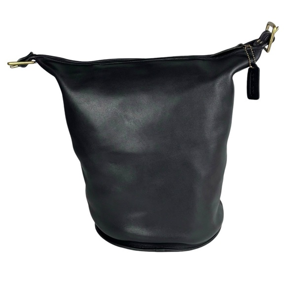 COACH VINTAGE 80S EXTRA LARGE BLACK GLOVETAN LEATHER CLASSIC DUFFLE SAC FEED BAG - Picture 5 of 13